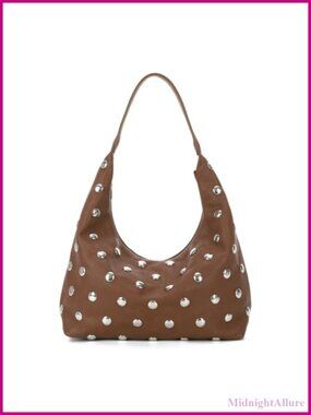 Studded Hobo Bag Slouchy Shoulder Purse PU Leather Y2K Punk Rock Handbag